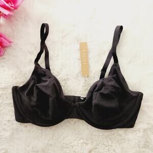 NEW Skims Cotton Jersey T-Shirt Underwire Bra Soot Black